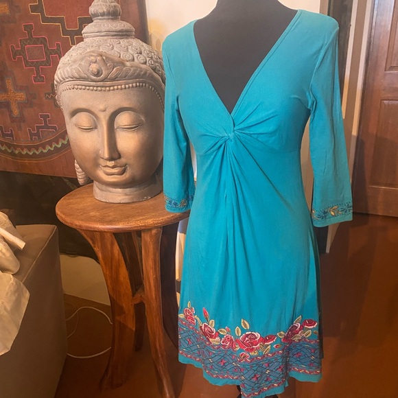 Johnny Was Embroidered Cotton Dress - Picture 1 of 7